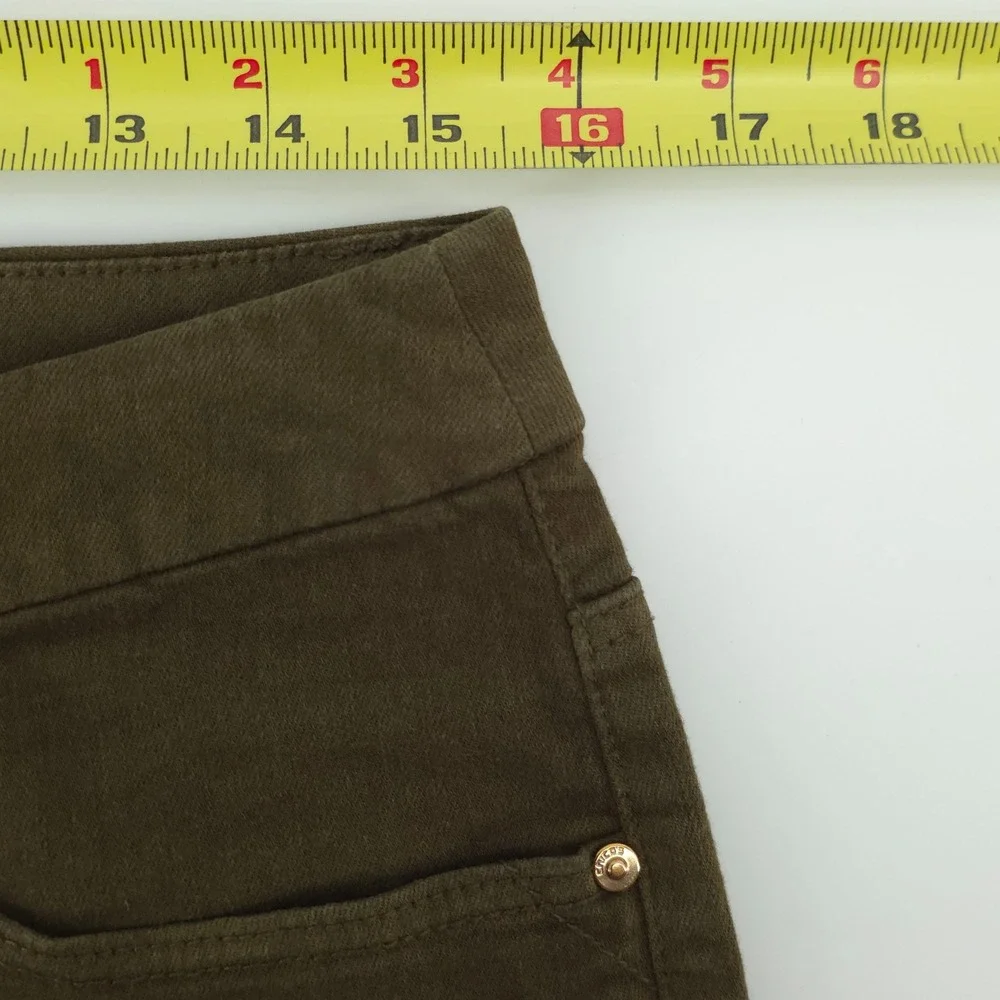 Chico's Women Jeans So Slimming Girlfriend Ankle 0.5 (US 6) Olive‎ Green